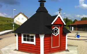 finnish barbecue hut in red colour