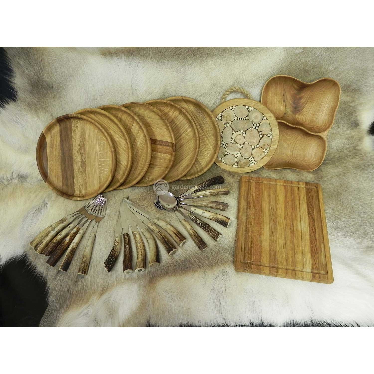 Wooden Dishes And Flatware Set "LUXURY"
