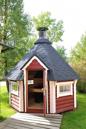 red small garden hut for sale